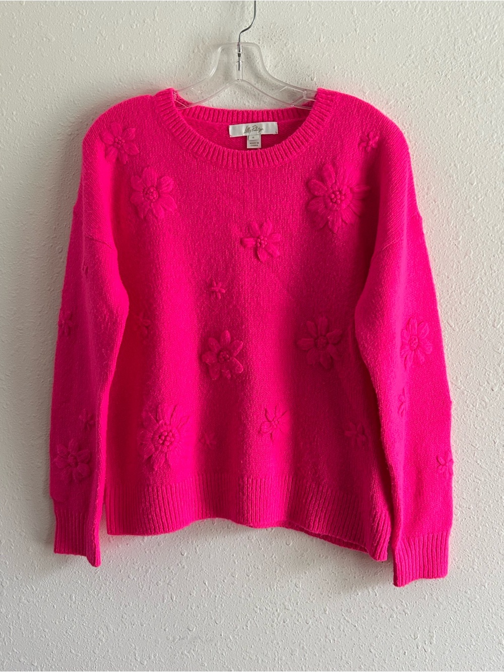LILLY PULITZER Elizabelle Sweater Coastal Flowers Passion Fruit Pink Size S